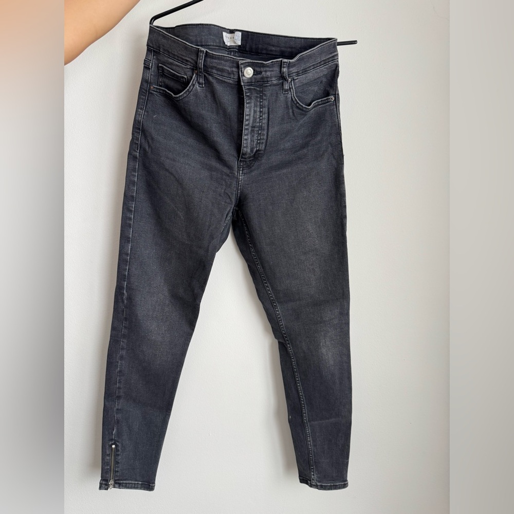 Topshop High Waisted Skinny Jeans Zipper Hem